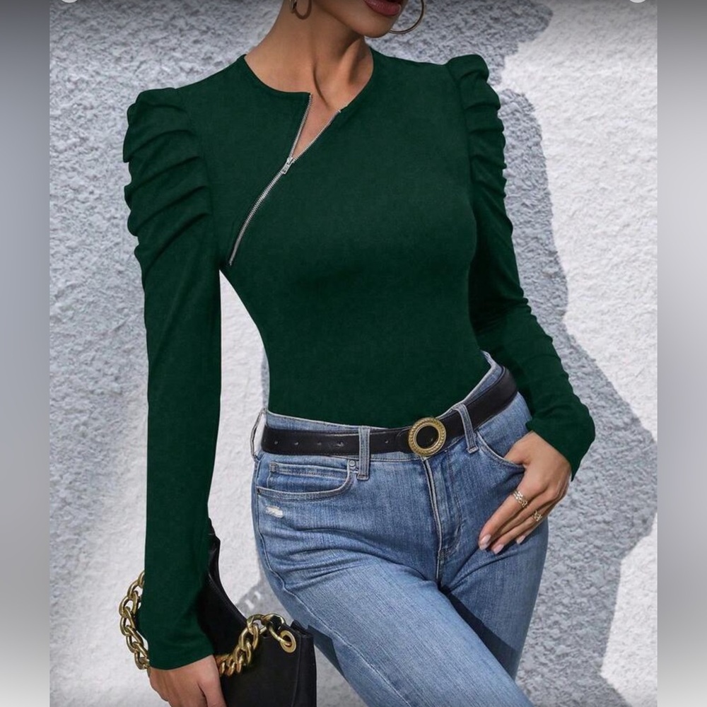 Green Long Sleeve Women's Top